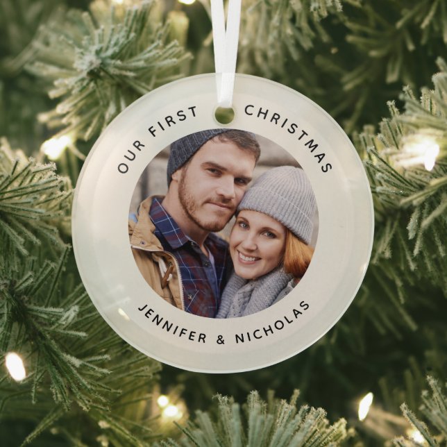 Couple Our First Christmas Foto Ornament Aus Glas (InSitu)