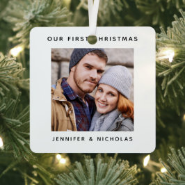 Couple Our First Christmas Foto Ornament Aus Metall