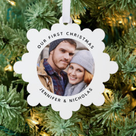 Couple Our First Christmas Foto Ornament Karte