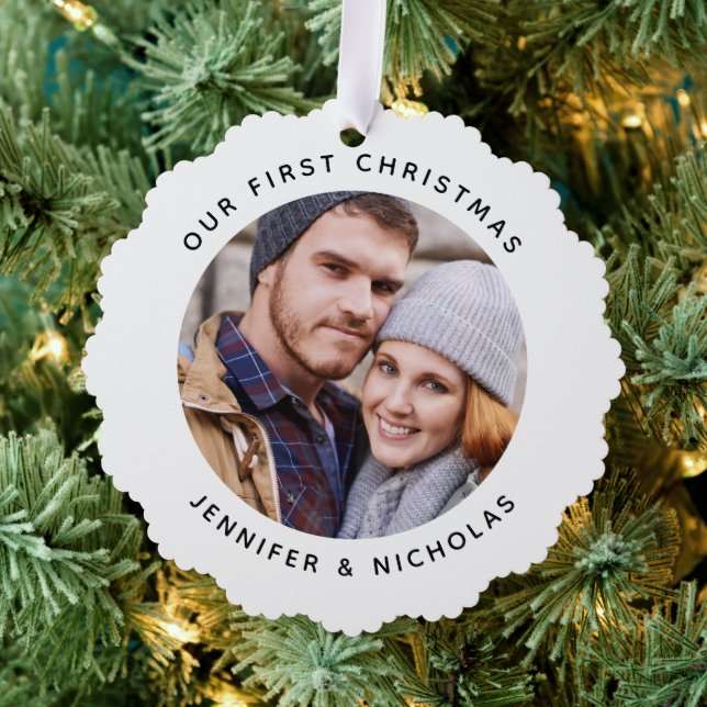 Couple Our First Christmas Foto Ornament Karte (Insitu (Baum))