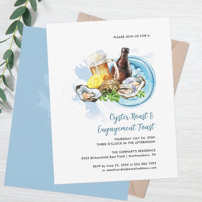 Couple Oyster Roast Verlobung Toast Meeresfrüchte  Einladung (Oyster Roast and Engagement Toast Party Invitation)