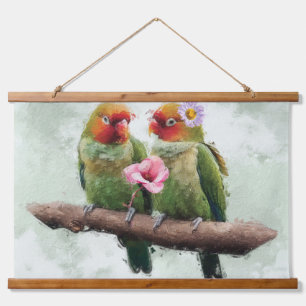 Couple Parrot Wall Art, digitale Ölgemälde Wandteppich Mit Holzrahmen