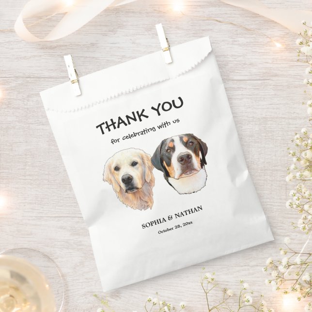 Couple Pet Hand Zeichne Personalisiert Danke Geschenktütchen (Ausgeschnitten)
