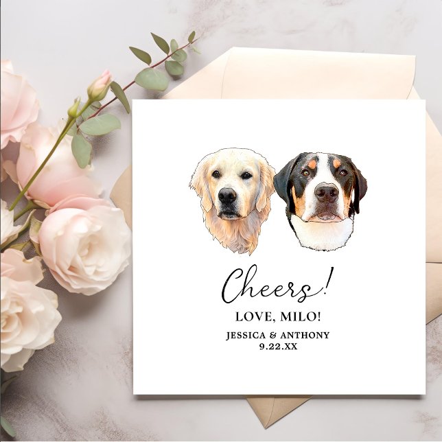 Couple Pet Hand Zeichnend Personalisierte Beifall Serviette (Von Creator hochgeladen)