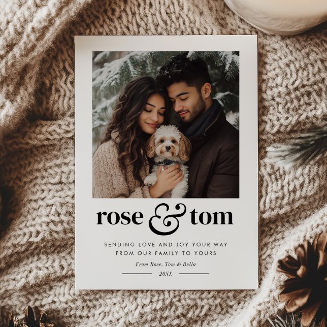Couple Pet Holiday Heart Foto Feiertagskarte (Von Creator hochgeladen)