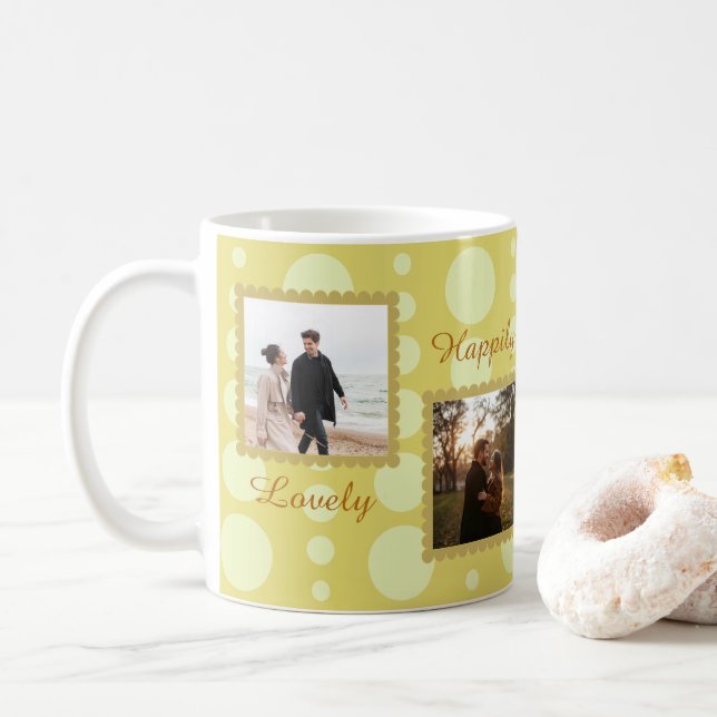 Couple Photo Love Design with Custom Text Coffee M Kaffeetasse (Mit Donut)