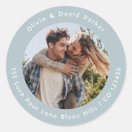 Couple Photo  Return Address Classic Round Sticker