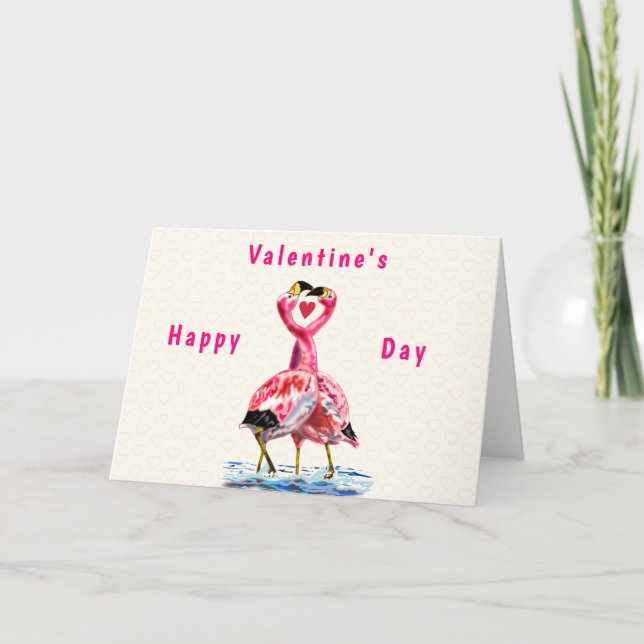 Couple Pink Flamingo Valentine's Day Card Karte (Vorderseite)