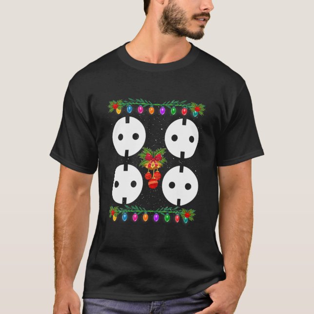 Couple Plug Socket Matching Kostüm Weihnachtsbaum T-Shirt (Vorderseite)