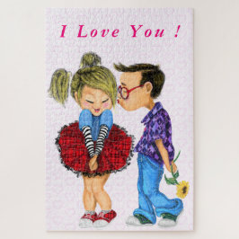 Couple Puzzle Gift Kiss - I Liebe You - Custom Tex