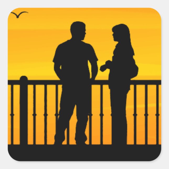 Couple Quadratischer Aufkleber (Vorderseite)