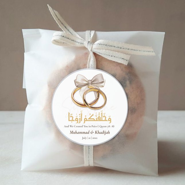 Couple Ring Zitat An-Naba 8 muslimische Hochzeit N Runder Aufkleber (Von Creator hochgeladen)