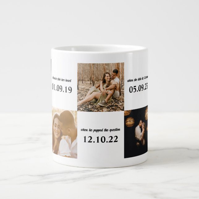 Couple Romantic Moments Personalisiert Dates Fotos Jumbo-Tasse (Vorderseite)
