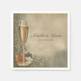 Couple’s Champagne Floral Wedding Shower Serviette