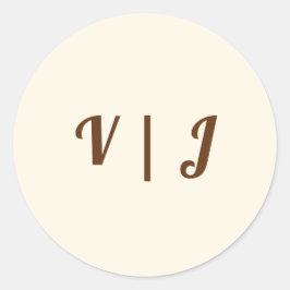 Couple’s Initials in Brown on Ivory Small Runder Aufkleber