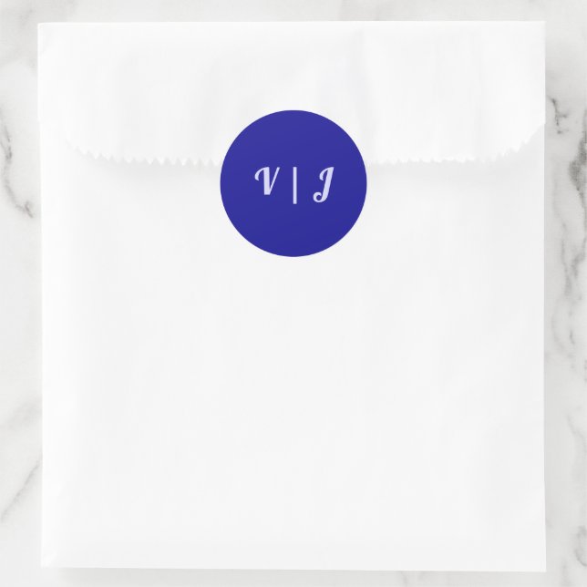 Couple’s Initials on Dark Blue Small Round Sticker (Tasche)
