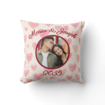 Couple’s Love Photo Watercolor Heart Pillow