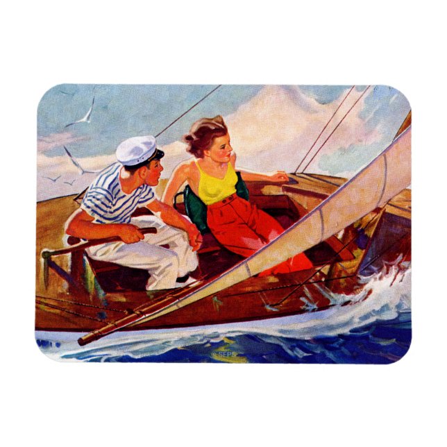 Couple Sailing von R.J. Cavaliere Magnet (Horizontal)
