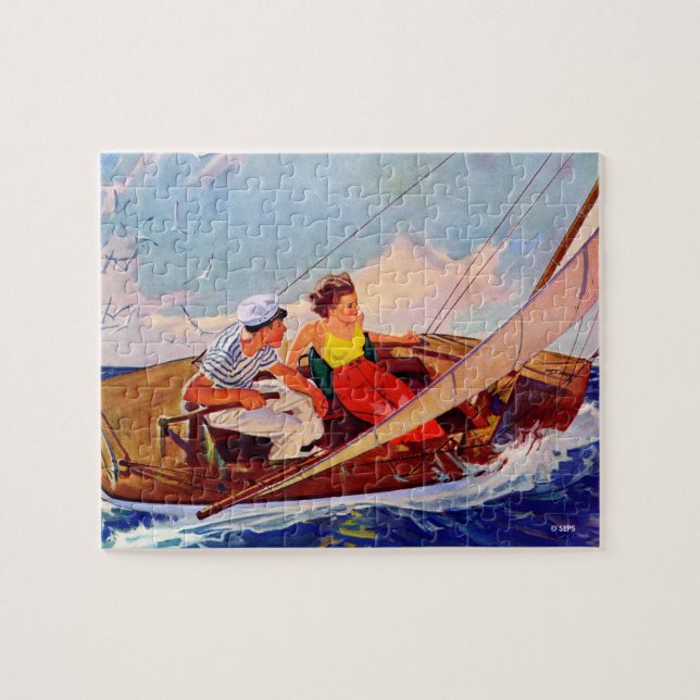 Couple Sailing von R.J. Cavaliere Puzzle (Horizontal)