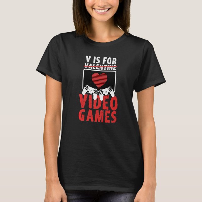 Couple Shirt V is for video games Novelty Men Wom (Vorderseite)