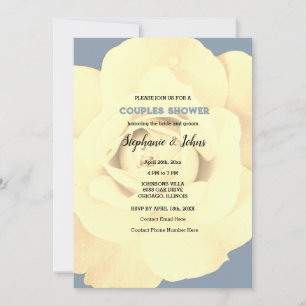 Couple Shower Rose Floral Dusty Blue Wedding Einladung