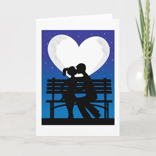 Couple Silhouette Moon Karte (Vorderseite)