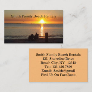 Couple Sit On Beach bei Sunset Business Card Visitenkarte