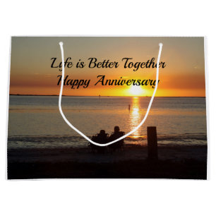 Couple Sit On Beach bei Sunset Geschenktasche Große Geschenktüte