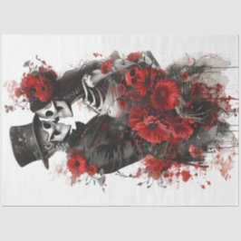 Couple Skeletons in voller Blütezeit Seidenpapier