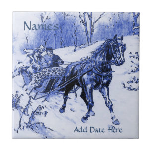 Couple Sleigh Tile, Dutch Look, Personalize Fliese