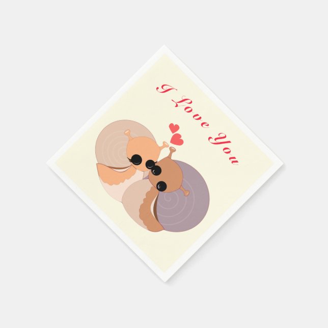 Couple Snail Napkins Text - I Liebe You Serviette (Ecke)