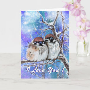 Couple Sparrow in Winter Valentine's Day Card Karte