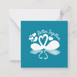 Couple Swan Silhouette Reflektion im Wasser Mitteilungskarte