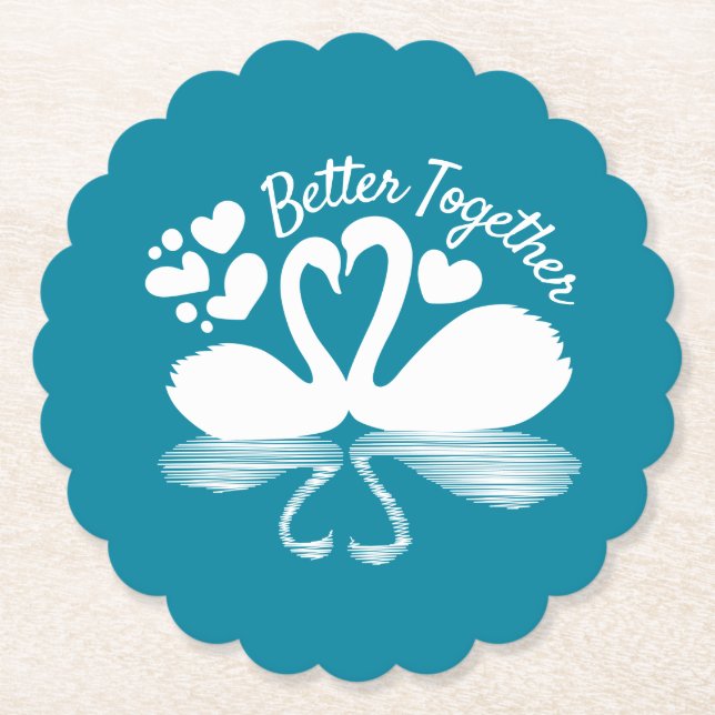 Couple Swan Silhouette Reflektion im Wasser Untersetzer (Vorderseite)