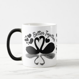 Couple Swan Silhouette Reflektion im Wasser Verwandlungstasse