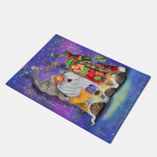 Couple Sweet Gnomes Singen Happy Christmas Song Fußmatte