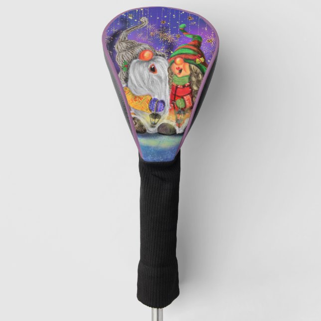 Couple Sweet Gnomes Singen Happy Christmas Song Golf Headcover (Vorderseite)