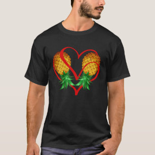 Couple Swinger Upside Down Ananas mit rotem Hörer T-Shirt