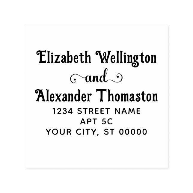 Couple Two Name Extravagant "and" #2 Rücksendeadre Permastempel (Design)