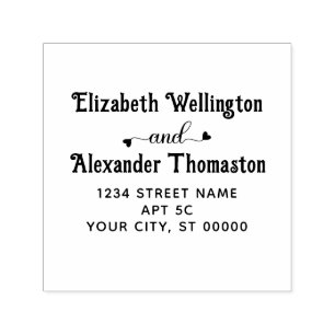 Couple Two Name Extravagant Heart"and" #1 Rücksend Permastempel