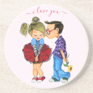 Couple Untersetzer Kiss Liebe - I Liebe You