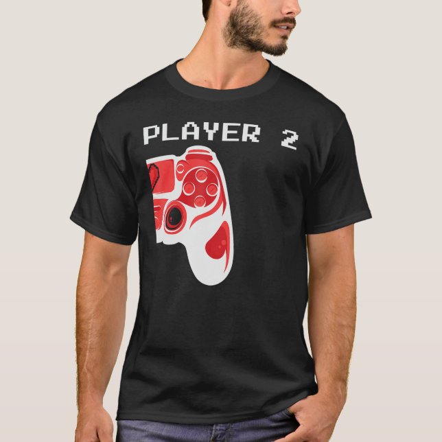 Couple Valentine Gamer Spieler Zwei 2 Spiele Contr T-Shirt (Vorderseite)