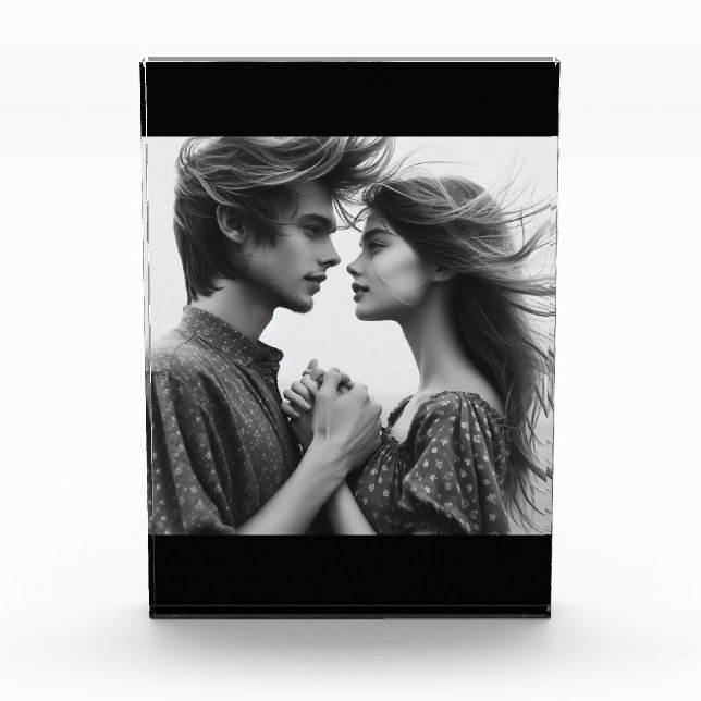 Couple-Verlobung auf Black Foto Block (Vorderseite)