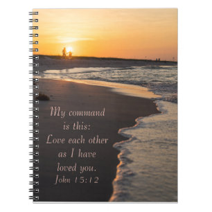 Couple Walking Beach bei Sunrise John 15 12 Notizblock