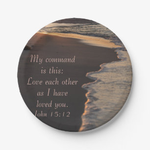 Couple Walking Beach bei Sunrise John 15 12 Pappteller