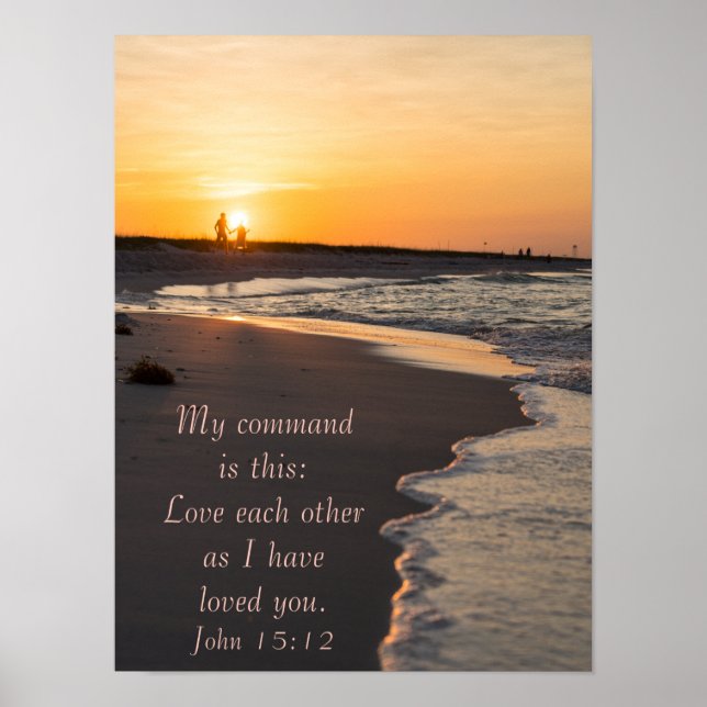 Couple Walking Beach bei Sunrise John 15 12 Poster (Vorne)