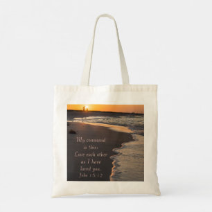 Couple Walking Beach bei Sunrise John 15 12 Tragetasche