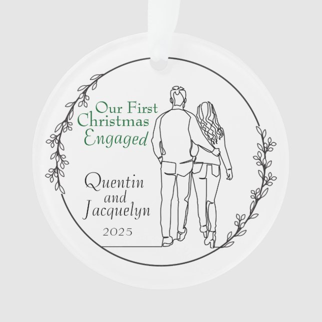 Couple Walking Verlobte Weihnachtsakrylverzierung Ornament (Vorderseite)