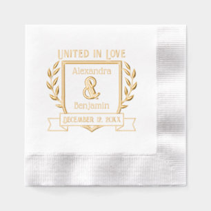 Couple Wappen Ribbon Botanical United in Liebe Servietten Mit Folie