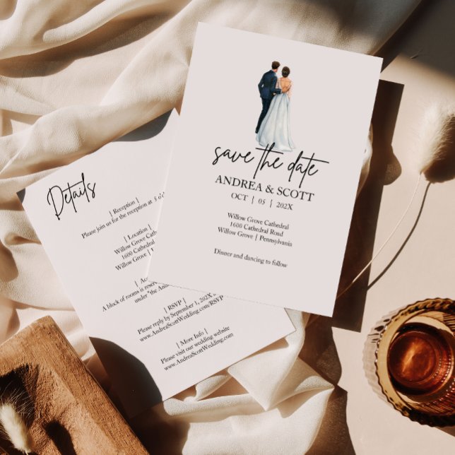 Couple Water color Save the Date Einladung (Von Creator hochgeladen)